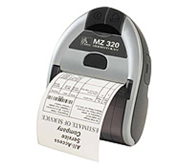 ZEBRA, MZ220, PRINTER, 2IN DIRECT THERMAL, MOBILE RECEIPT, 4MB, CPCL, USB, IrDA, BLUETOOTH, INCLUDES BATTERY, AC ADAPATER AND ROLL OF MEDIA